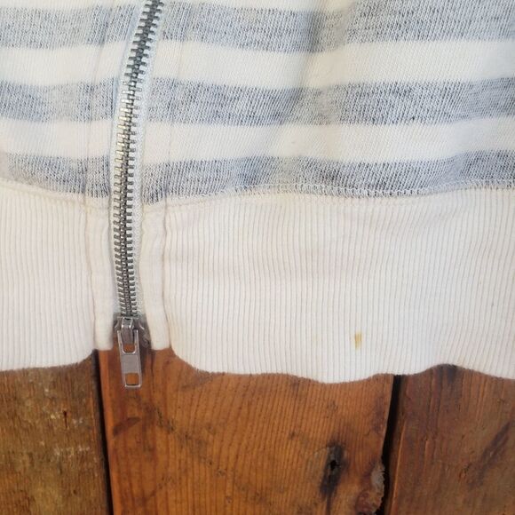 Intimately Free People Hoodie Full Zip Sweater Grey White Striped - Picture 11 of 12